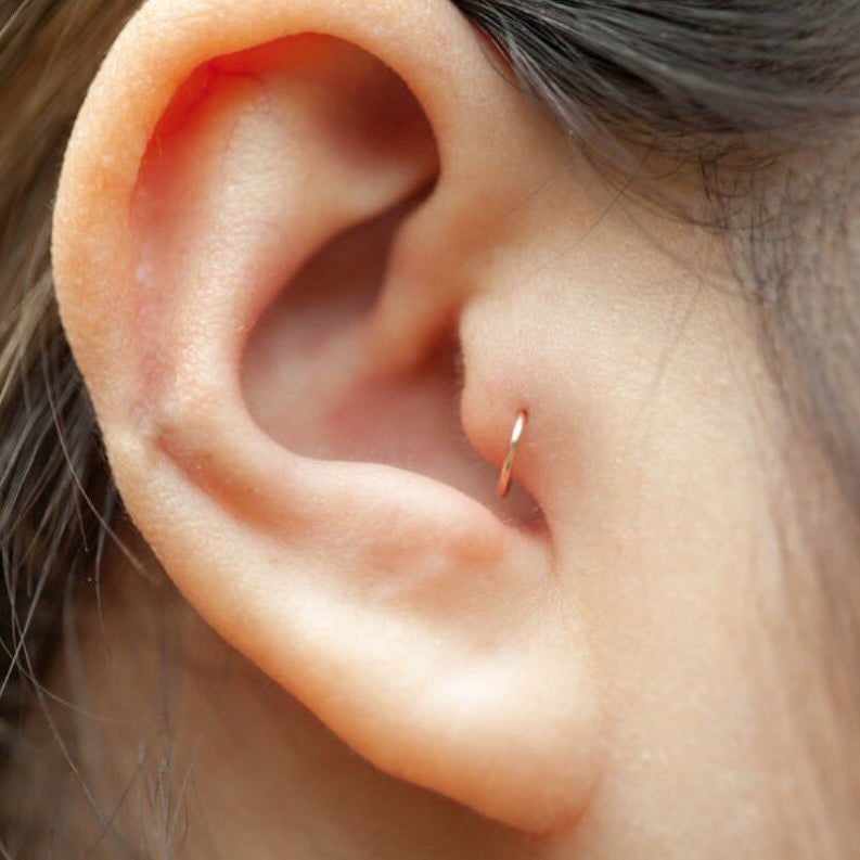 2Pcs Sterling Silver Nose Ring Hoop Cartilage Tiny Ear Rose Gold Lip Septum 6MM