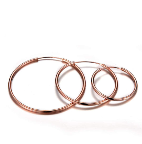 Small 15MM Classic 18K Rose Gold Plated Cartilage Endless Hoop Women Earrings