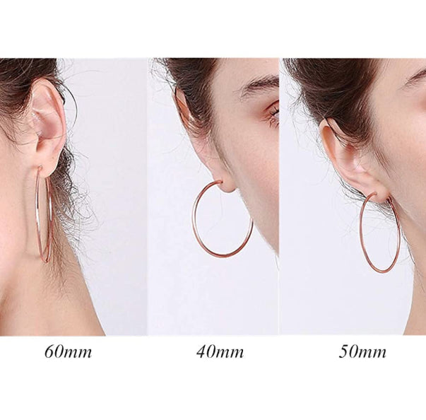 Small 15MM Classic 18K Rose Gold Plated Cartilage Endless Hoop Women Earrings