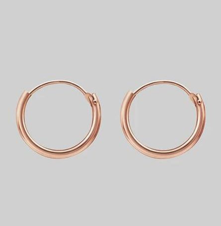 Small 15MM Classic 18K Rose Gold Plated Cartilage Endless Hoop Women Earrings
