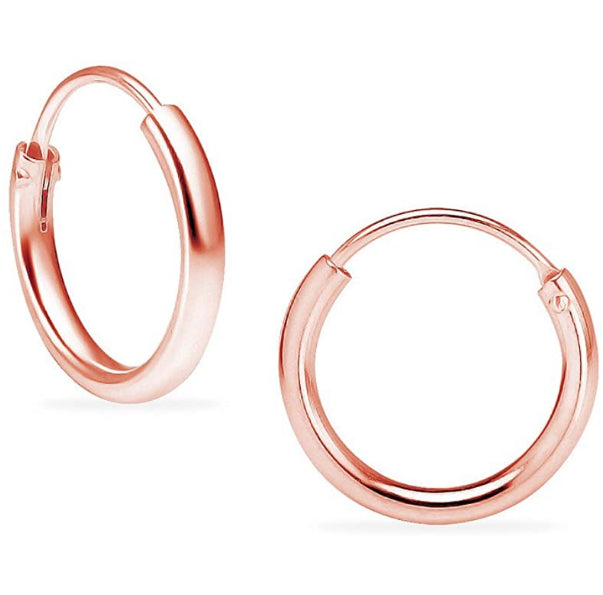 Small 15MM Classic 18K Rose Gold Plated Cartilage Endless Hoop Women Earrings