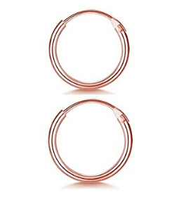 Small 15MM Classic 18K Rose Gold Plated Cartilage Endless Hoop Women Earrings