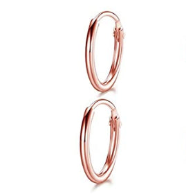 Small 15MM Classic 18K Rose Gold Plated Cartilage Endless Hoop Women Earrings