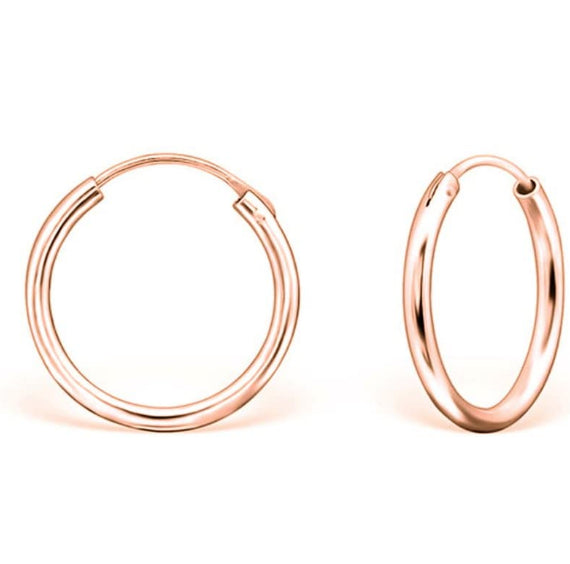 Small 15MM Classic 18K Rose Gold Plated Cartilage Endless Hoop Women Earrings
