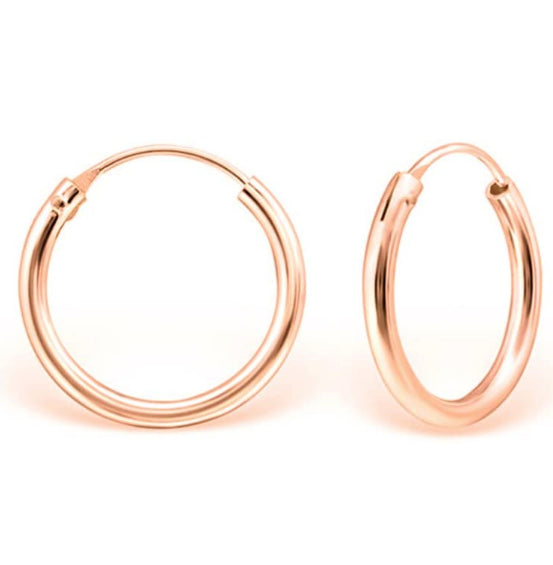 25MM Medium Thick 18K Rose Gold Plated Cartilage Fine Post Loop Hoop Earrings