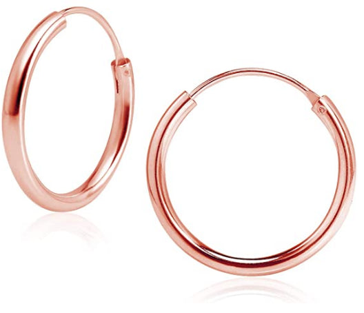 25MM Medium Thick 18K Rose Gold Plated Cartilage Fine Post Loop Hoop Earrings