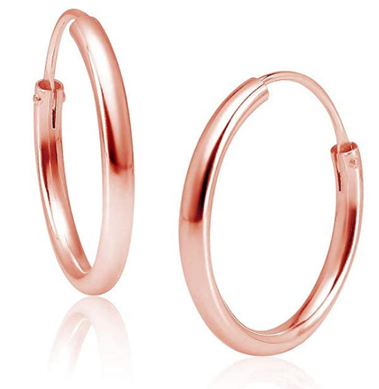 25MM Medium Thick 18K Rose Gold Plated Cartilage Fine Post Loop Hoop Earrings