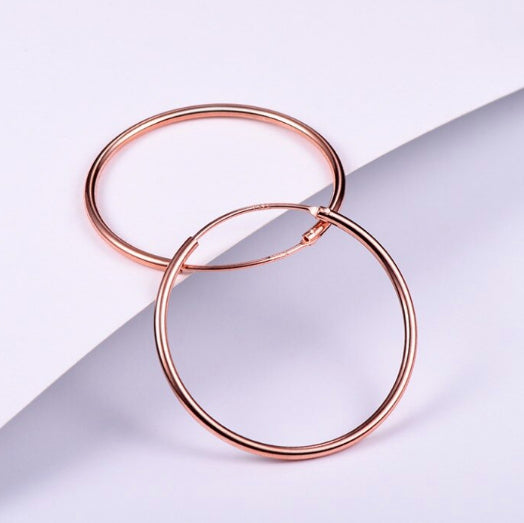 18K Rose Gold Plated Endless Loop Hollow Ear Hoops Earrings 45MM Hypoallergenic