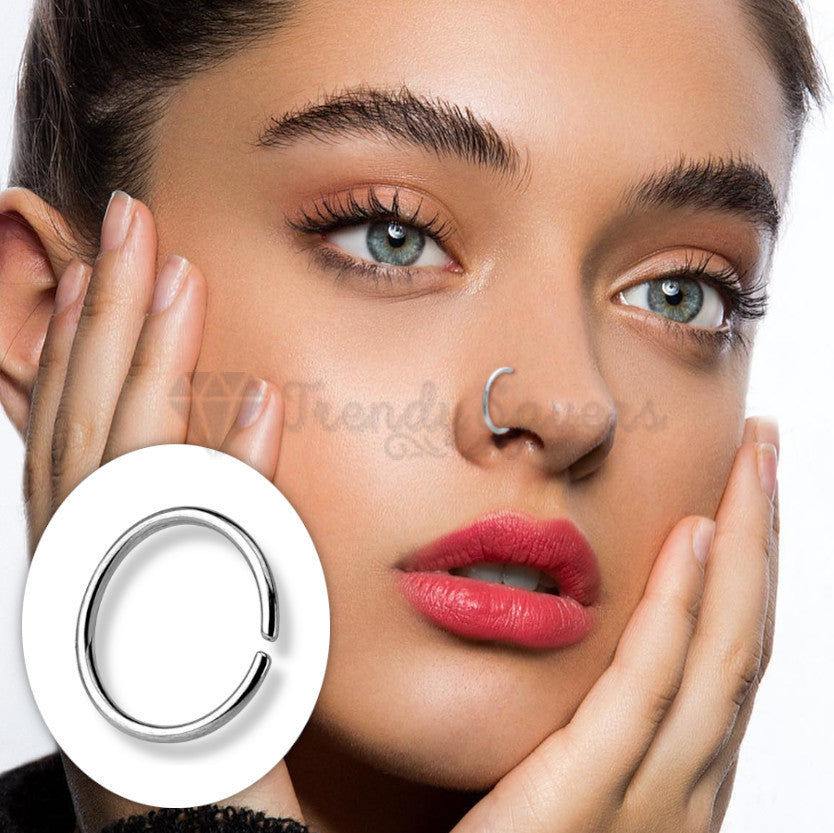 1pc Surgical Steel Bendable Seamless Nose Hoop Ring Septum Ear Lip Piercing 8MM