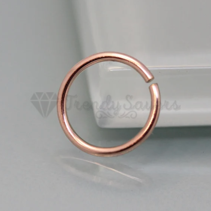 8MM Round Seamless Rose Gold Plated Surgical Steel Nose Ring Lip Ear Septum Hoop