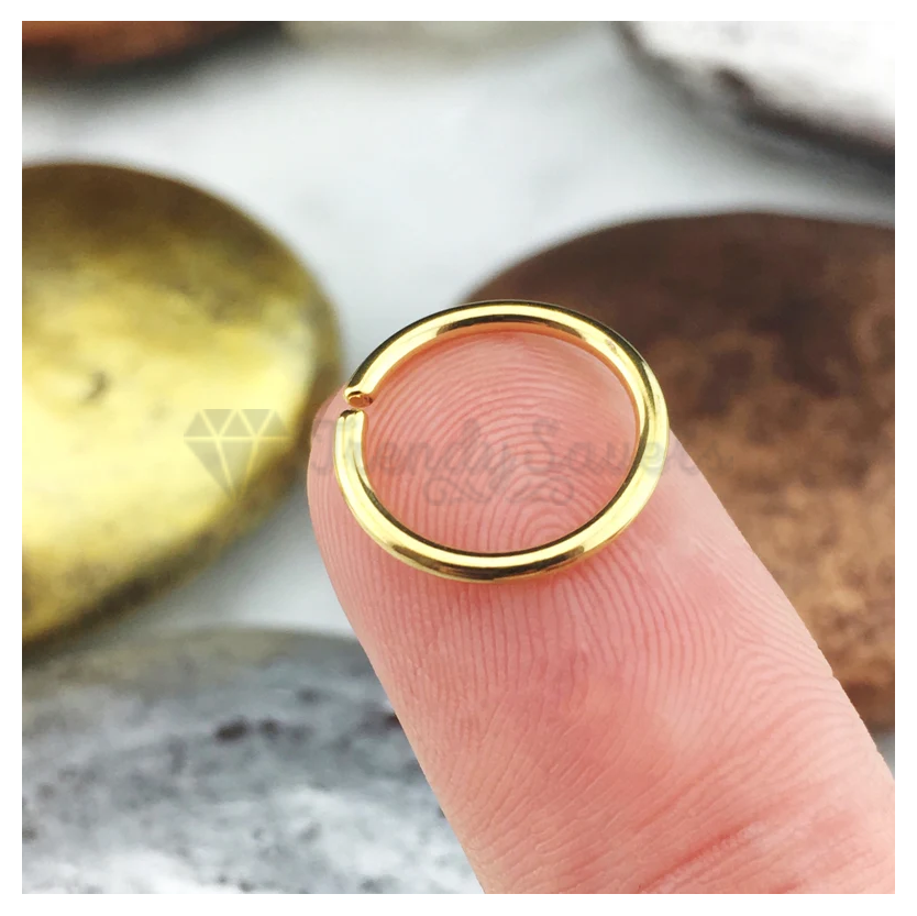 8MM Hypoallergenic Fake Septum Ring Gold Nose Hoop Lip Ear Piercing Clip On 1pc