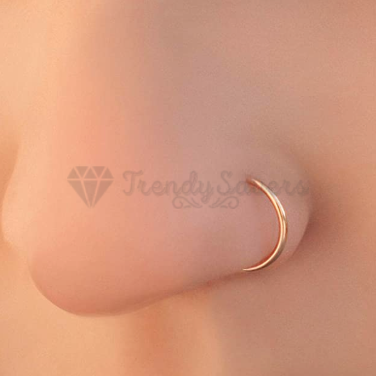 8MM Hypoallergenic Fake Septum Ring Gold Nose Hoop Lip Ear Piercing Clip On 1pc
