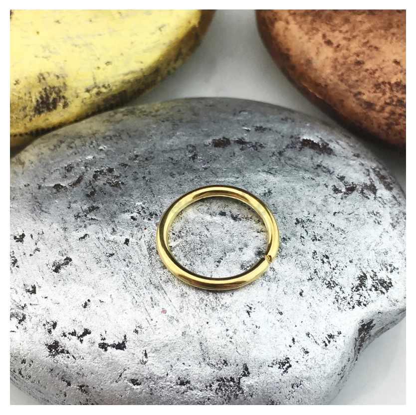 8MM Hypoallergenic Fake Septum Ring Gold Nose Hoop Lip Ear Piercing Clip On 1pc