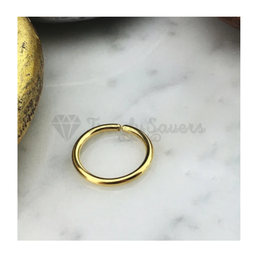 8MM Hypoallergenic Fake Septum Ring Gold Nose Hoop Lip Ear Piercing Clip On 1pc