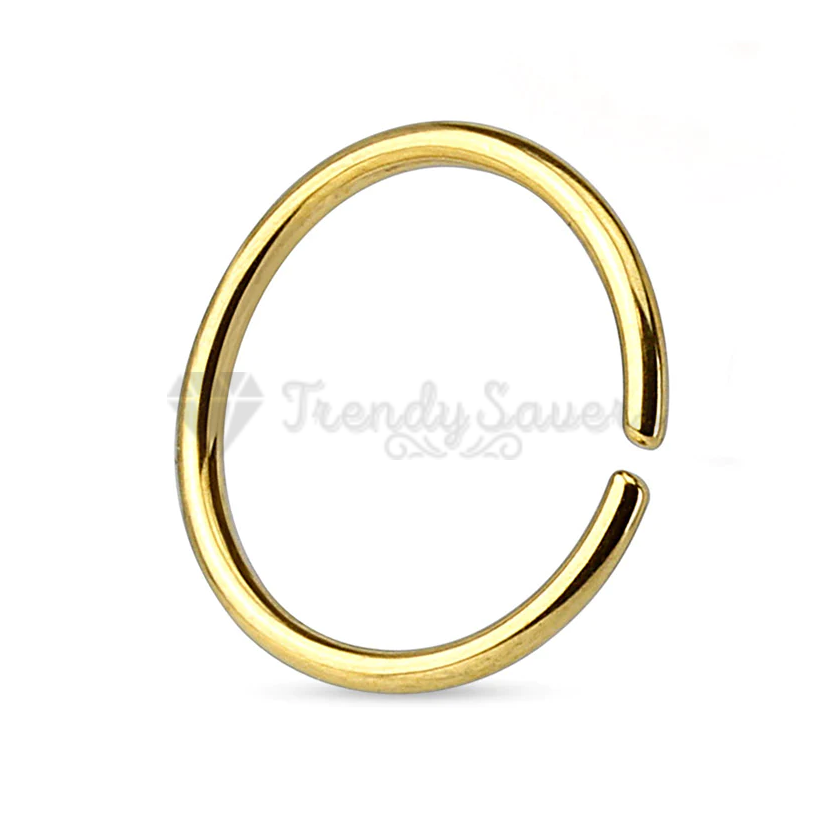 8MM Hypoallergenic Fake Septum Ring Gold Nose Hoop Lip Ear Piercing Clip On 1pc