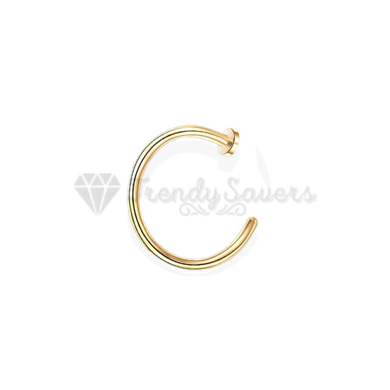 6MM Small Thin Nose Ring Hoop Stud Gold Plated Surgical Steel Lip Ear Piercing
