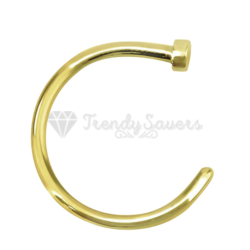 Men Women 10MM Gold Nose Ring Helix Hoop Cartilage Tragus Piercing Bone End Stud