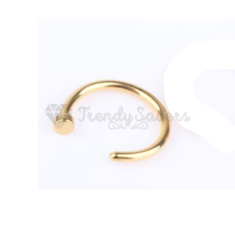 Men Women 10MM Gold Nose Ring Helix Hoop Cartilage Tragus Piercing Bone End Stud