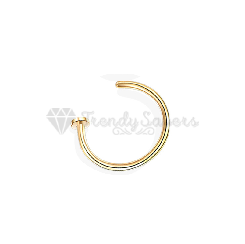 Men Women 10MM Gold Nose Ring Helix Hoop Cartilage Tragus Piercing Bone End Stud