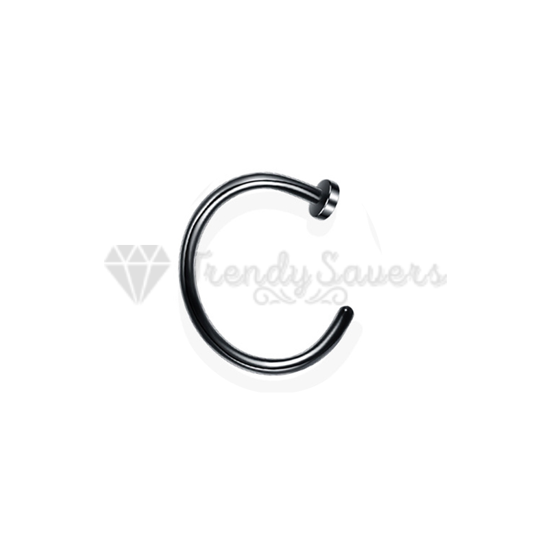 1pc Surgical Steel Lip Nose Helix Ear Cartilage Rings Hoop Piercing Black 10MM