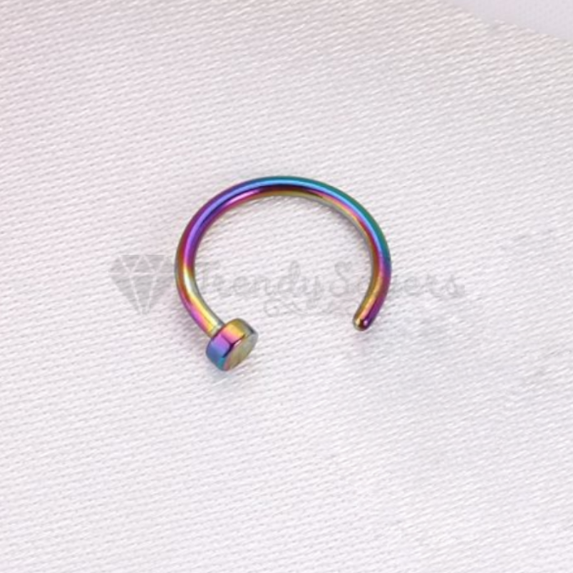1pc Surgical Steel Nose Ring Ear Helix Tragus C Shape Stud Piercing Rainbow 6MM