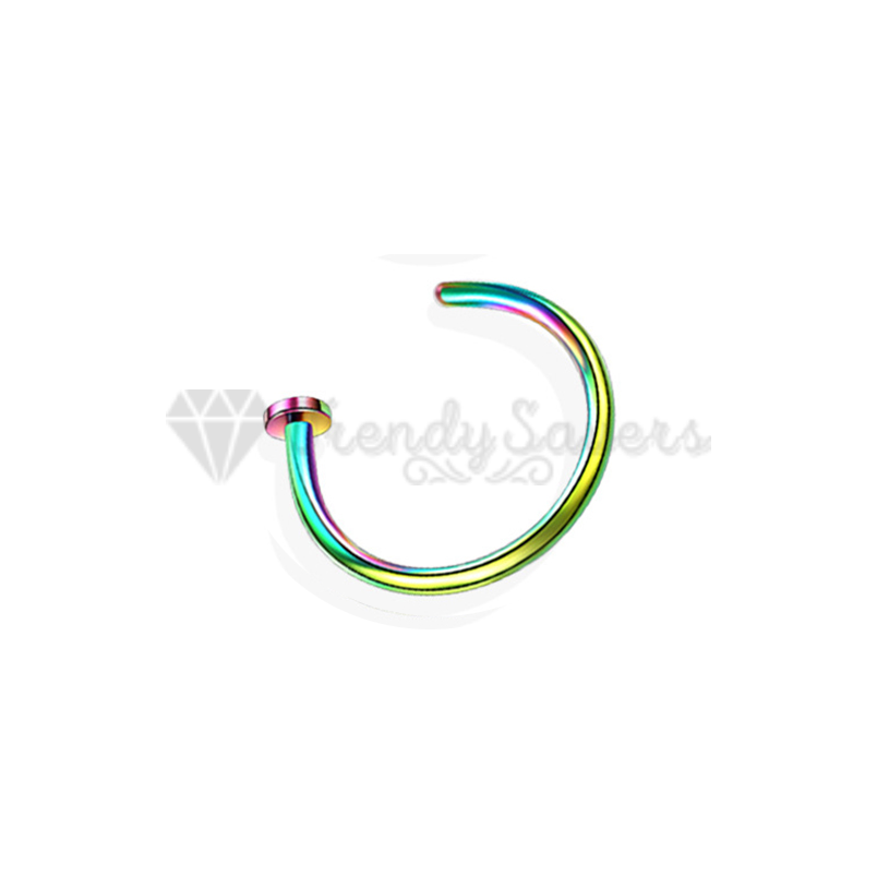 1pc Surgical Steel Nose Ring Ear Helix Tragus C Shape Stud Piercing Rainbow 6MM