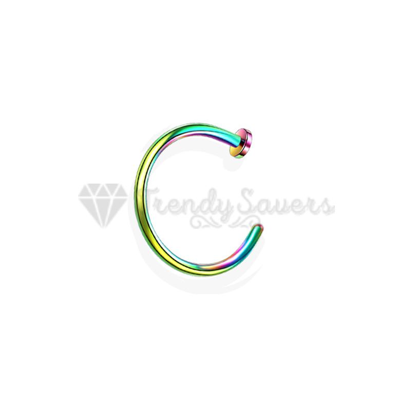 1pc Surgical Steel Nose Ring Ear Helix Tragus C Shape Stud Piercing Rainbow 6MM