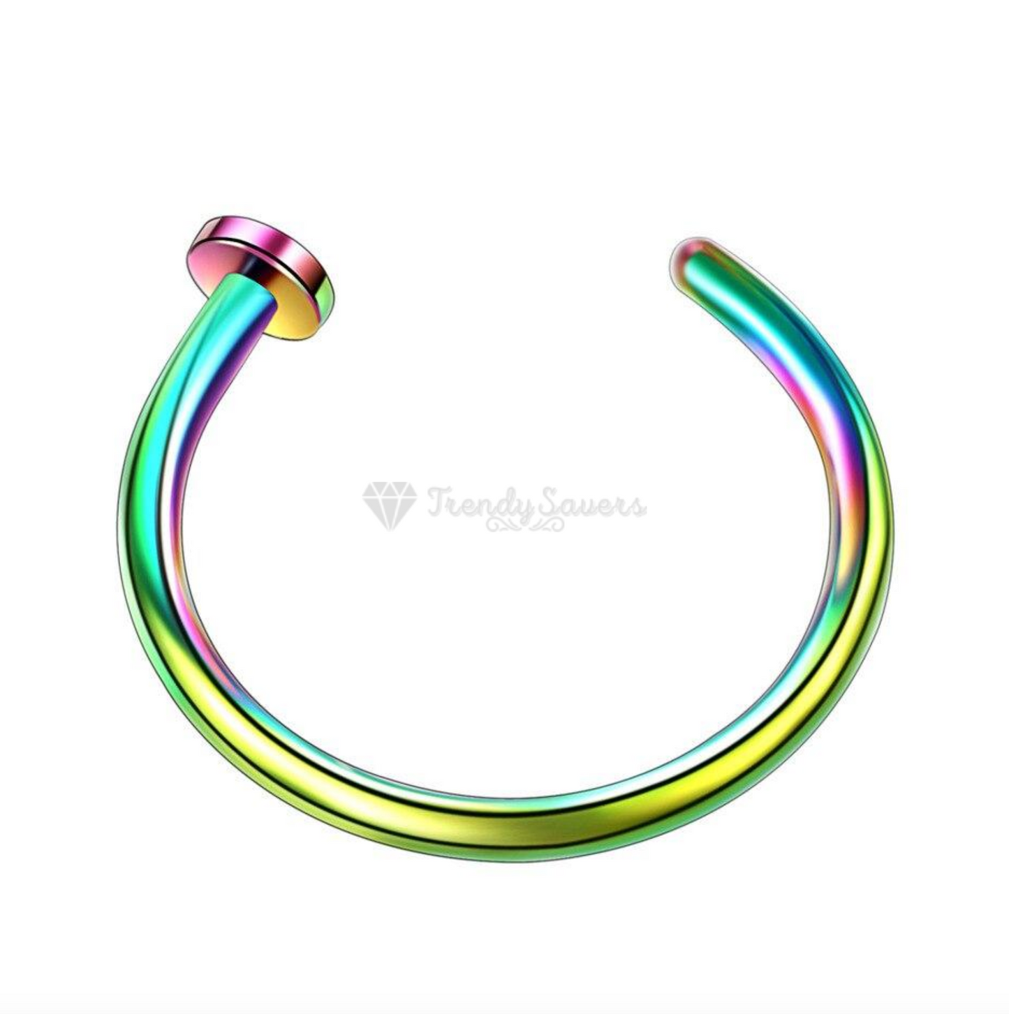 1pc Surgical Steel Nose Ring Ear Helix Tragus C Shape Stud Piercing Rainbow 6MM