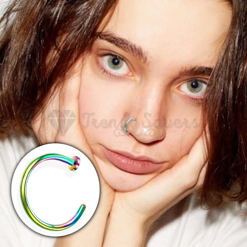 1pc Surgical Steel Men Women C Shape Hoop Nose Ring Small Lip Ear Piercing 10MM