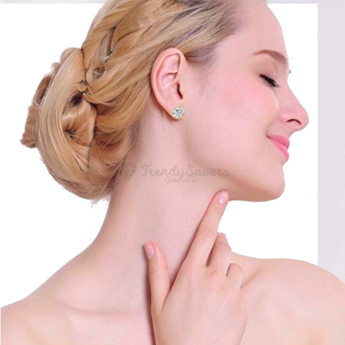 Clear Cubic Zirconia Gold Plated 6MM Stud Earrings Jewellery Women Girls Gift UK