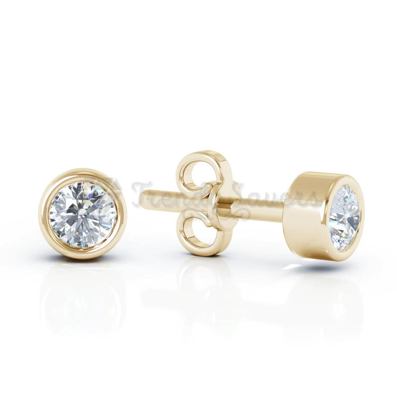 7MM Large Cubic Zirconia Gold Plated Surgical Steel Round Stud Earrings Piercing