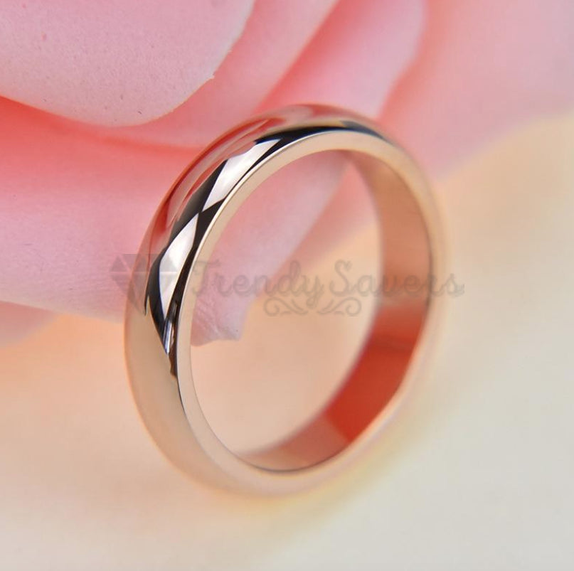Stainless Steel Rose Gold Plated Wedding Engagement Ring Fit Size 7 (17mm) N - O