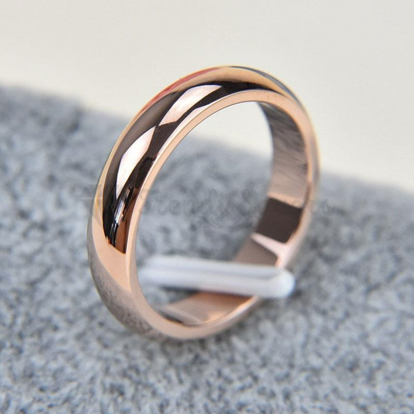 Stainless Steel Rose Gold Plated Wedding Engagement Ring Fit Size 7 (17mm) N - O