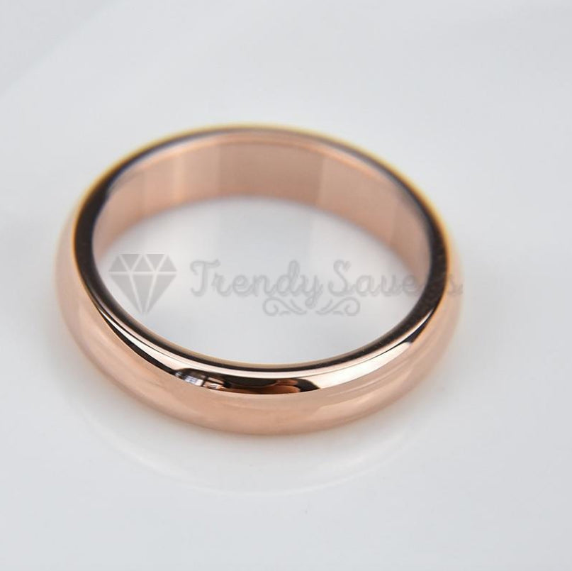 Stainless Steel Rose Gold Plated Wedding Engagement Ring Fit Size 7 (17mm) N - O