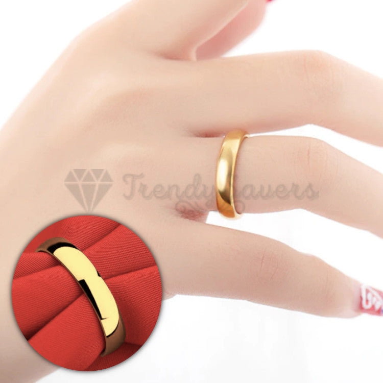 Men Women Couple Wedding Engagement Gold Plated Ring Band Fit Size 13 (23mm) Z+1