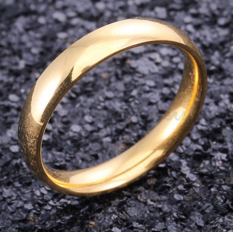 Men Women Couple Wedding Engagement Gold Plated Ring Band Fit Size 13 (23mm) Z+1