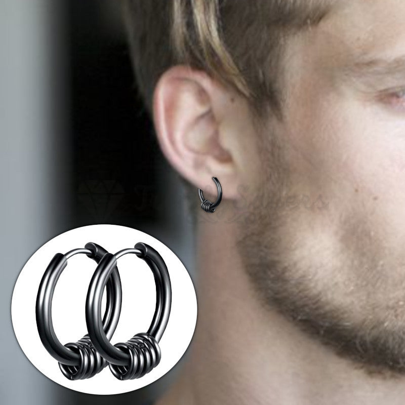 14MM Men Women Black Clicker Hipster Nose Ear Labret Ring Hoop