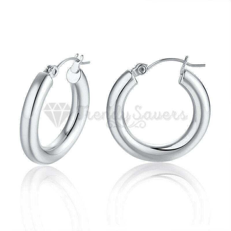 Hypoallergenic Sterling Silver Filled Hoop Huggie Thick Cartilage Fashion Earrings