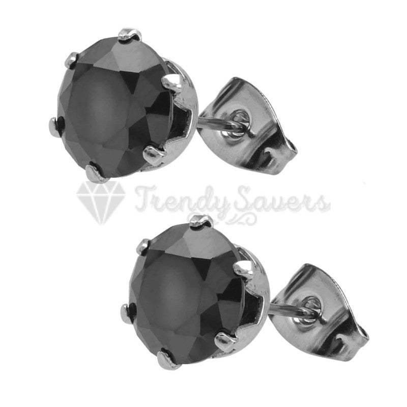 New High Quality Black Stud Piercing Surgical Stainless Steel Earrings 9MM Wide
