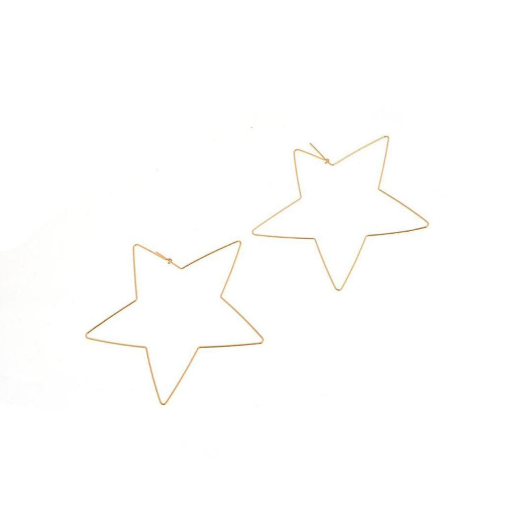 14ct Gold Plated Patriotic Celestial Star Dangle Ear Hoop Fashion Earrings