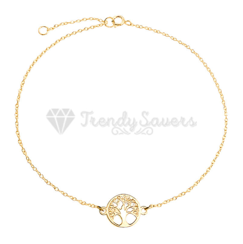 Stainless Steel Gold Tree Of Life Pendant Charm Leg Chain Foot Bracelet Anklet