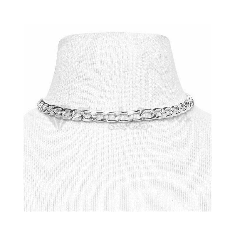 Gold Plated Silver Cuban Linked Chunky Punk Thick Chain Necklace Lobster Clasp