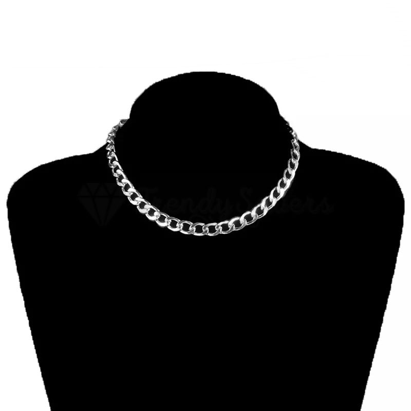 Gold Plated Silver Cuban Linked Chunky Punk Thick Chain Necklace Lobster Clasp