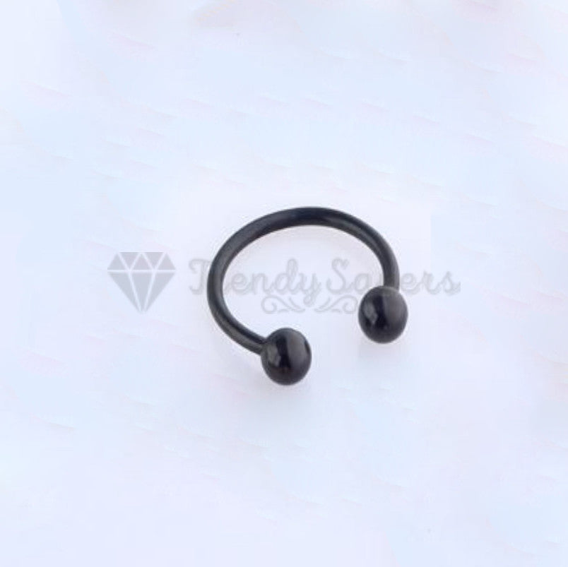 Black Horseshoe Piercing Circular Barbell Ring Septum Ear Tragus Surgical Steel