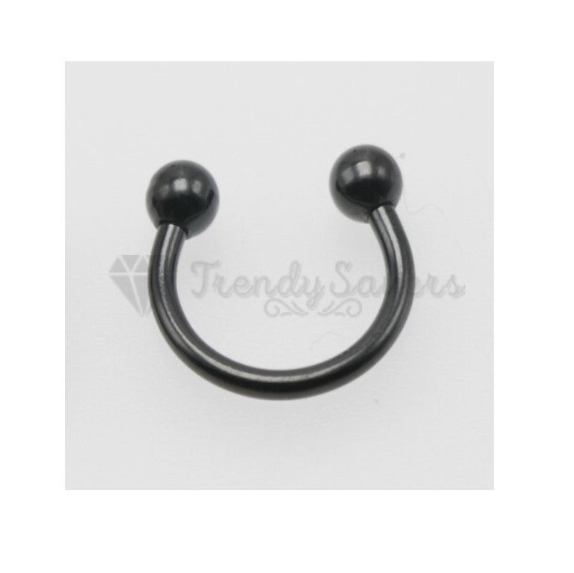 Black Horseshoe Piercing Circular Barbell Ring Septum Ear Tragus Surgical Steel