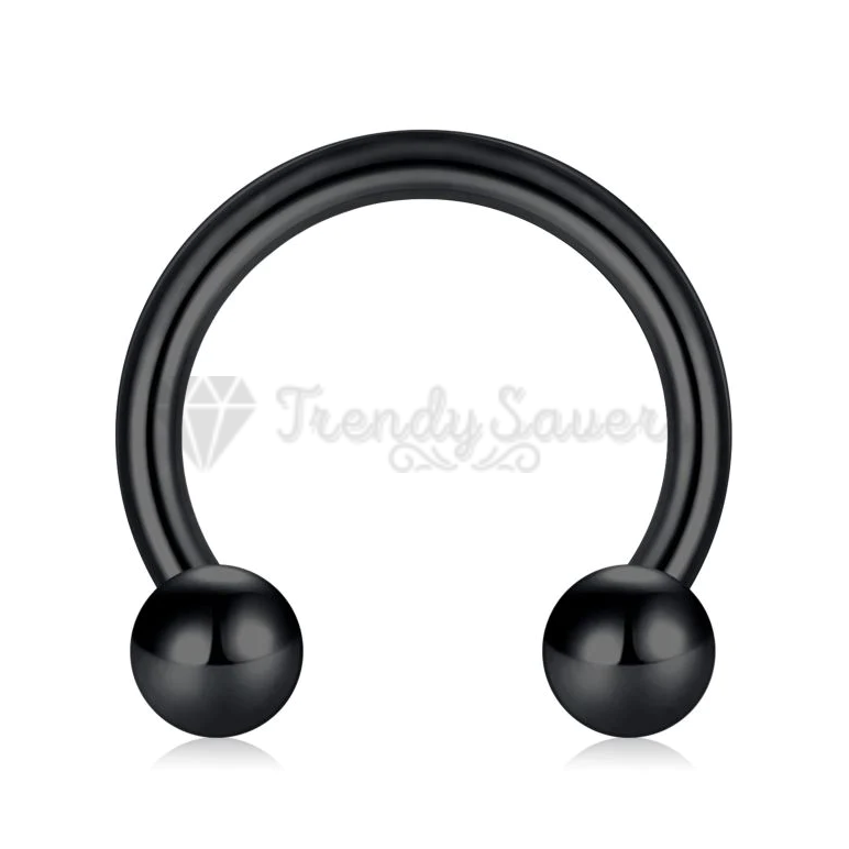 Black Horseshoe Piercing Circular Barbell Ring Septum Ear Tragus Surgical Steel