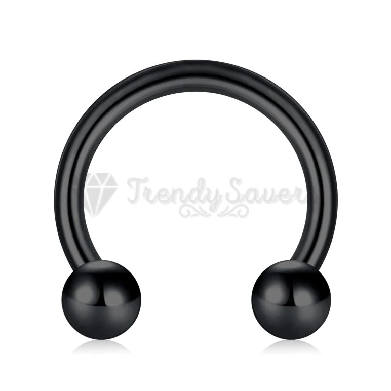 Black Horseshoe Piercing Circular Barbell Ring Septum Ear Tragus Surgical Steel