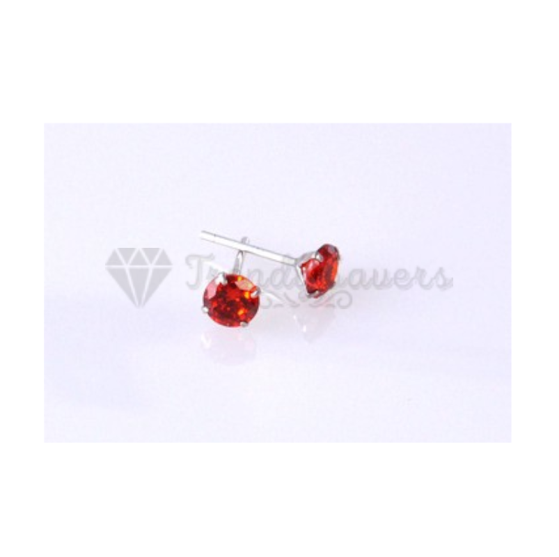 7MM Red Rhinestone Crystal 925 Sterling Silver Ear Stud Earrings Women Jewellery