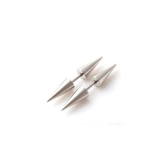 Pair of Surgical Steel Lightweight Punk Double Cone Spike Arrow Stud Earrings