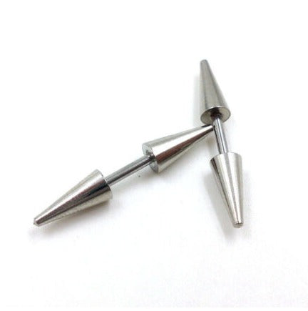 Pair of Surgical Steel Lightweight Punk Double Cone Spike Arrow Stud Earrings